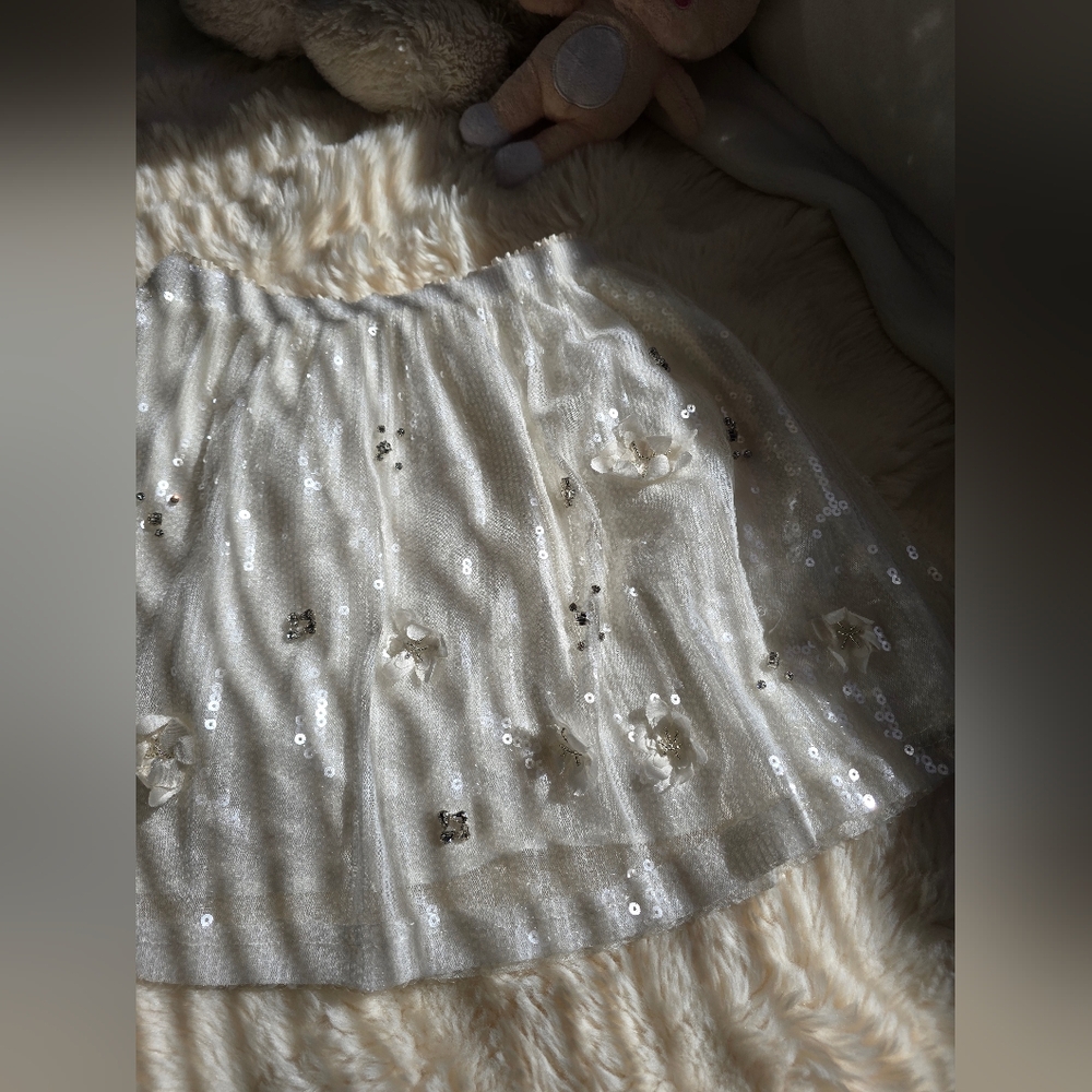 Zara White Sequin Skirt - Picture 7 of 10